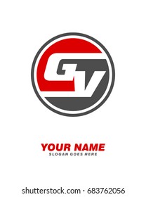 Initial G V circle logo template vector