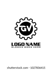 Initial G & V gear logo template vector