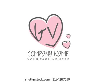 Initial G V with love logo template vector