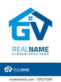 Initial G & V real estate logo template vector