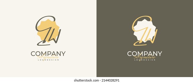 Initial G and W Logo Design in Elegant and Minimalist Handwriting Style. GW Signature Logo or Symbol for Wedding, Fashion, Jewelry, Boutique, and Business Identity