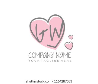 Initial G W with love logo template vector
