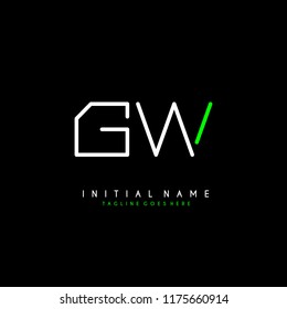 Initial G W minimalist modern logo identity vector