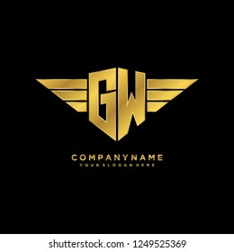 Initial G W wing logo template vector