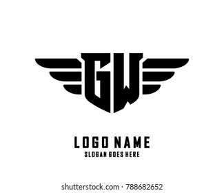 Initial G & W wing logo template vector