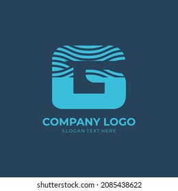 Initial G Wave Logo Design, Initial Letter G vector With Ocean Waves