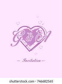 Initial G & A wedding invitation logo template vector