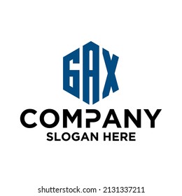 Initial G A X hexagon logo vector