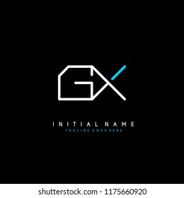 Initial G X minimalist modern logo identity vector