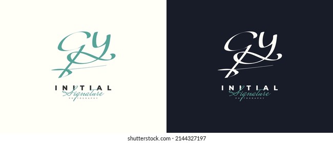 Initial G and Y Logo Design in Elegant and Minimalist Handwriting Style. GY Signature Logo or Symbol for Wedding, Fashion, Jewelry, Boutique, and Business Identity