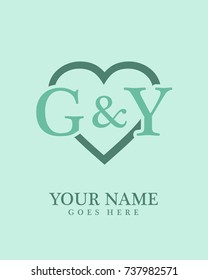 Initial G & Y with love background logo template vector