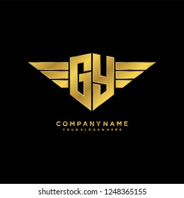 Initial G Y wing logo template vector