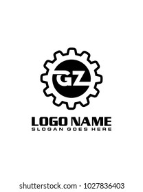Initial G & Z gear logo template vector