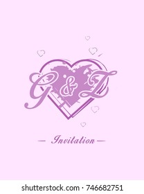 Initial G & Z wedding invitation logo template vector