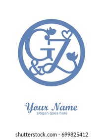 Initial G & Z wedding logo template vector