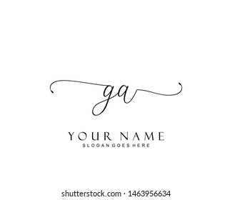 Initial GA beauty monogram and elegant logo design, handwriting logo of initial signature, wedding, fashion, floral and botanical with creative template.