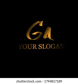 Initial GA handwriting logo template vector