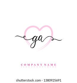 Initial GA handwriting logo vector template