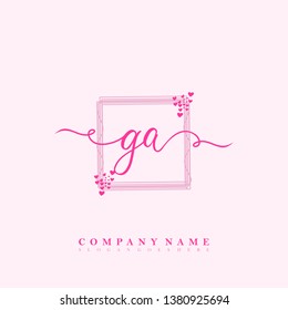 Initial GA handwriting logo vector template
