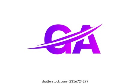 Initial GA letter Logo With Swoosh Design Graphic Vector Template for Business and Company Identity.