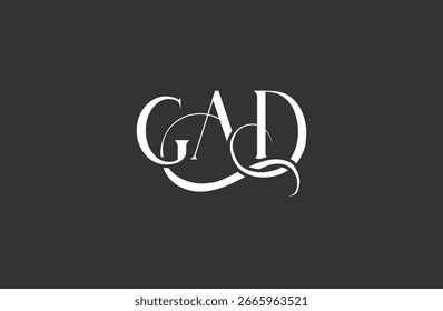 Initial GAD letter logo design. Elegant Monogram Logo Design with Decorative Elements and Typography
