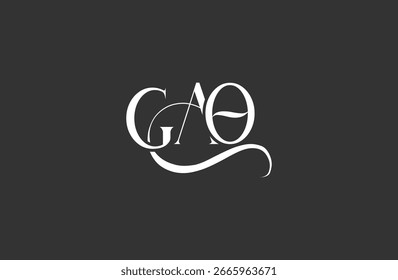 Design inicial do logotipo da letra GAO. Elegante Monograma Logo Design com elementos decorativos e tipografia