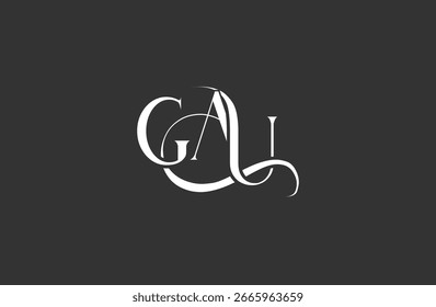 Initial GAU letter logo design. Elegant Monogram Logo Design with Decorative Elements and Typography