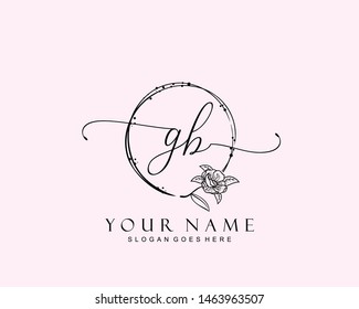 Initial GB beauty monogram and elegant logo design, handwriting logo of initial signature, wedding, fashion, floral and botanical with creative template.