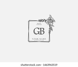 Initial GB beauty monogram and elegant logo design, handwriting logo of initial signature, wedding, fashion, floral and botanical with creative template.