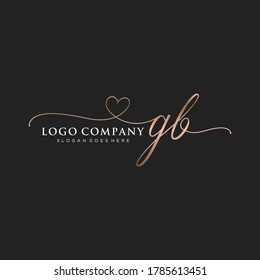 Monograma inicial de belleza GB y diseño elegante de logotipo, logotipo de escritura a mano de firma inicial, boda, moda, floral y botánica con plantilla creativa.