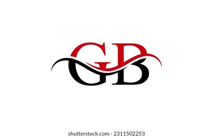 Logotipo inicial de la letra GB con plantilla de vectores gráficos de diseño Swoosh para identidad de empresa y empresa.