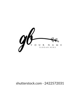 Initial GB logo handwriting floral typography ornament