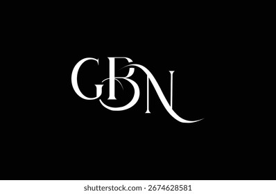 Diseño inicial del logotipo de la letra GBN. Diseño elegante del logotipo del monograma con los Elementos decorativos y la tipografía