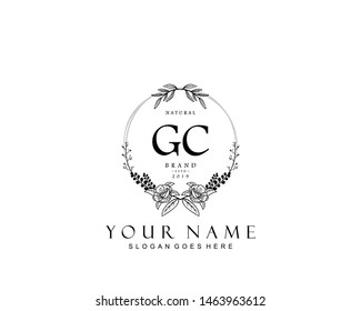 Initial GC beauty monogram and elegant logo design, handwriting logo of initial signature, wedding, fashion, floral and botanical with creative template.