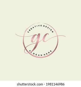 Monograma inicial de belleza GC y diseño elegante de logotipo, logotipo de escritura a mano de firma inicial, boda, moda, floral y botánica con plantilla creativa.