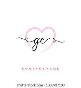 Initial GC handwriting logo vector template