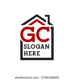 Ursprüngliches GC-Hauslogo für Dacheindeckung. Letter GC Real Estate Logo