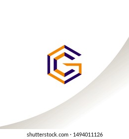 Initial GC letter with diamond shape icon logo design, Yellow and violet color template design.