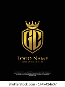 initial GC letter with shield style logo template vector