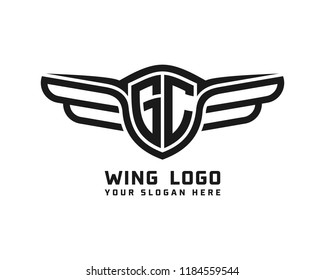 Initial GC wing logo template vector