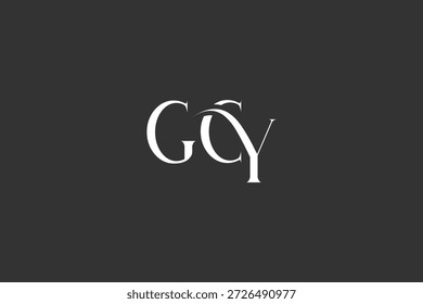 Diseño inicial del logotipo de la carta creativa de GCY. Diseño elegante del logotipo del monograma con los Elementos decorativos y la tipografía