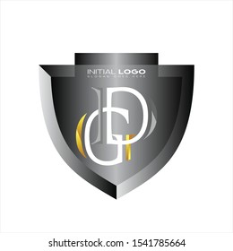 Initial GD, DG letter logo shield 