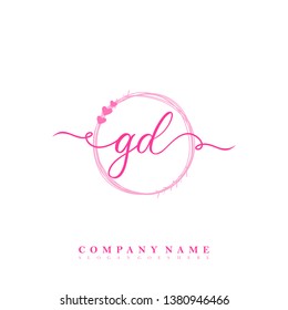 Initial GD handwriting logo vector template