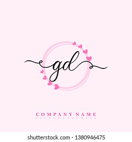 Initial GD handwriting logo vector template