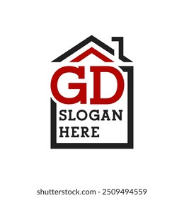 Initial GD house logo for Roofing. Letter GD Real Estate Logo