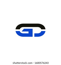 Initial GD icon design template elements for business company logo. Outstanding professional elegant trendy awesome artistic black and red color. Logotype idea vector isolated on white background.