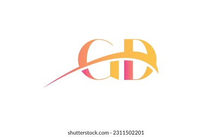 Erstmaliges GD-Logo mit Swoosh Design Grafik-Vektorvorlage für Unternehmens- und Unternehmensidentität.