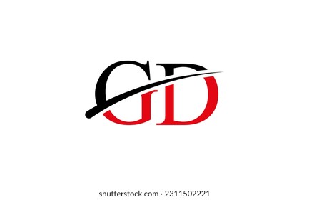 Logotipo de letra inicial de GD con plantilla de vectores gráficos de diseño Swoosh para identidad de empresa y empresa.