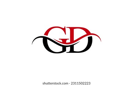 Initial GD letter Logo With Swoosh Design Graphic Vector Template for Business and Company Identity.