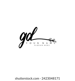 Initial GD logo handwriting floral typography ornament